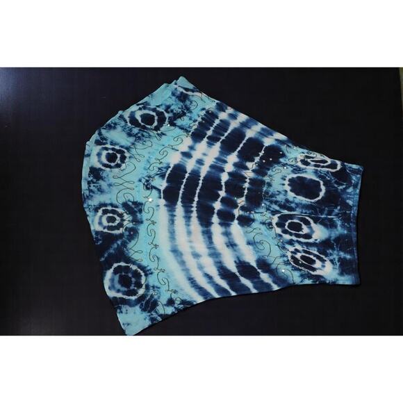 Pink Apple Blue Tie-Dye Boho Skirt – Size L – Embroidered & Sequin Detail Festiv - Picture 11 of 14